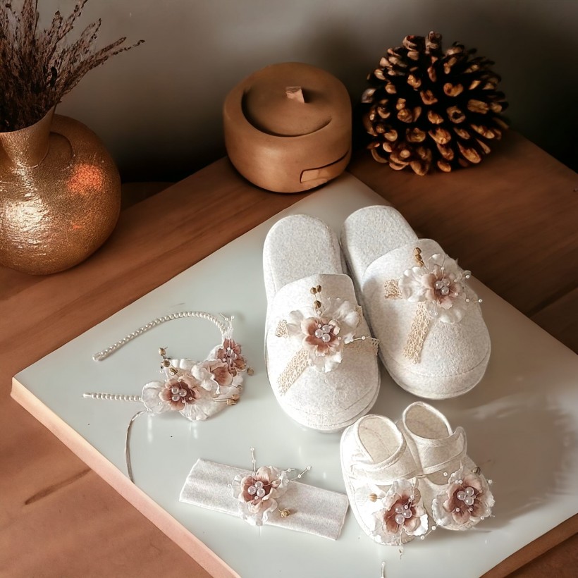 Doğal Çiçekli 4 lü Lohusa Seti