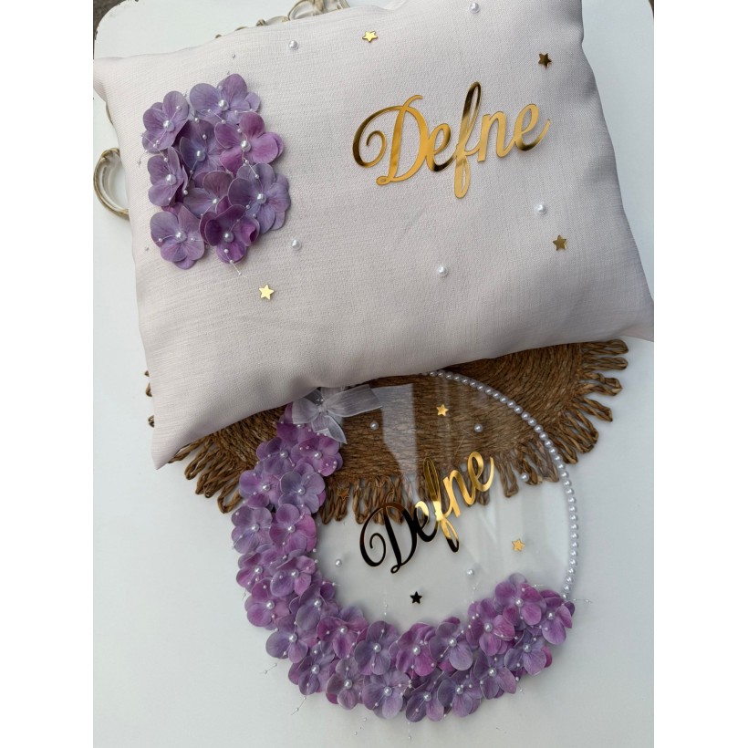Bebek Doğum İkili Set – Takı Yastığı, Kapı Süsü 