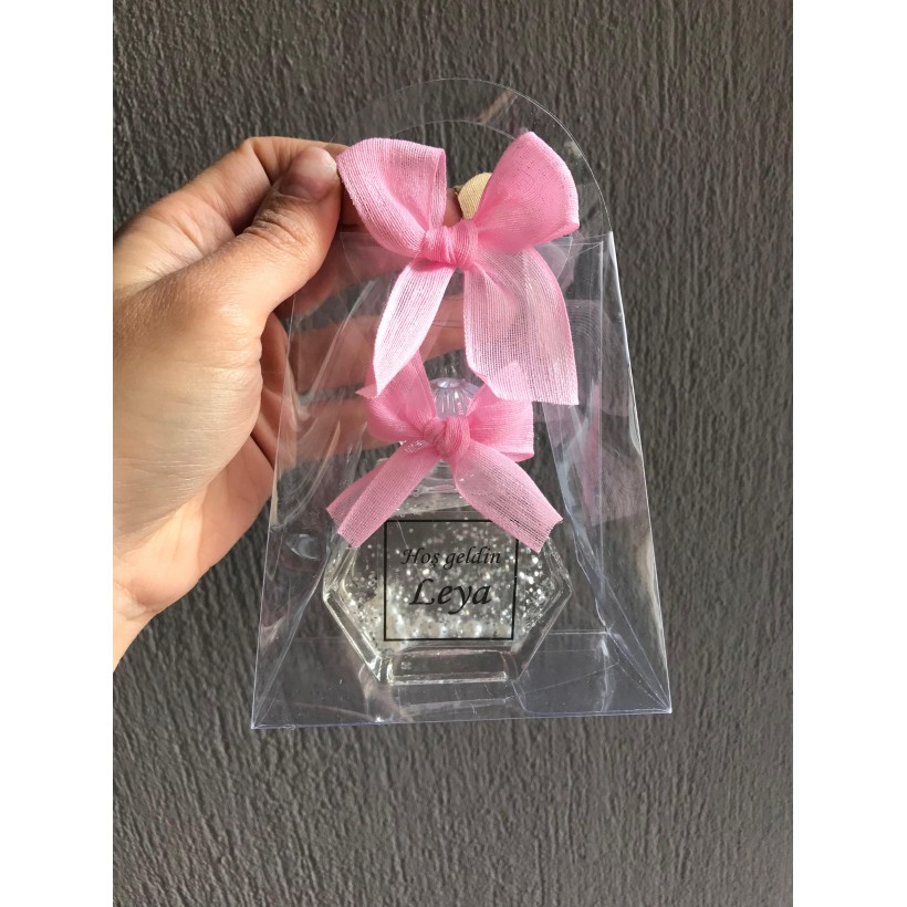 Simli Hediyelik Kolonya Şişesi ve Asetat Çanta – Özel Gün Misafir Hediyesi