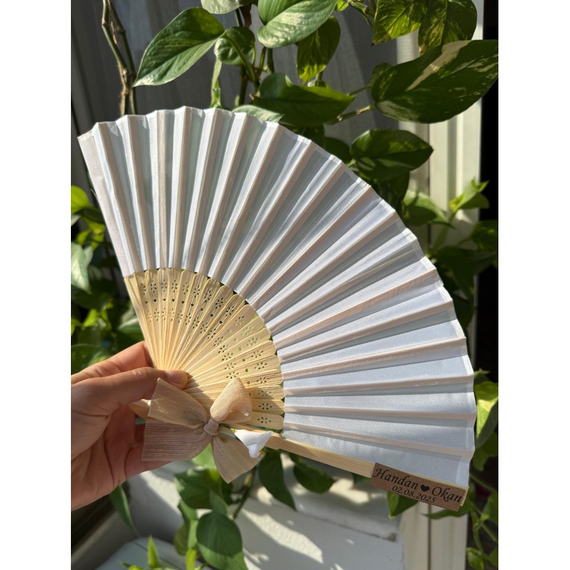 Ahşap Yelpaze Beyaz – Nikah Şekeri & Hediyelik Yelpaze