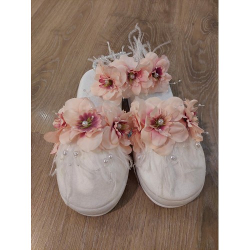 Çiçekli  terlik taç seti