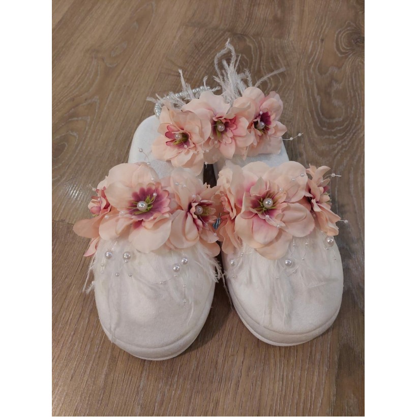 Çiçekli  terlik taç seti