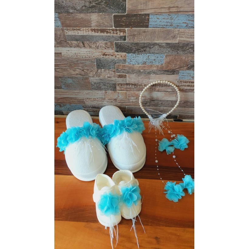 Lohusa taç terlik seti bebek patik ve taç seti