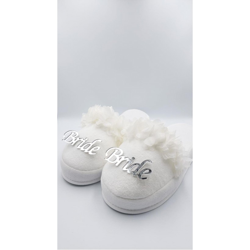 Bride Terlik Çiçekli (Gümüş Pleksili)