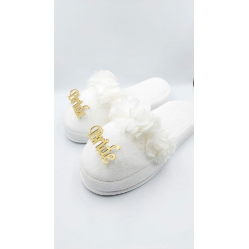 Bride Terlik Çiçekli (Gold Pleksili)