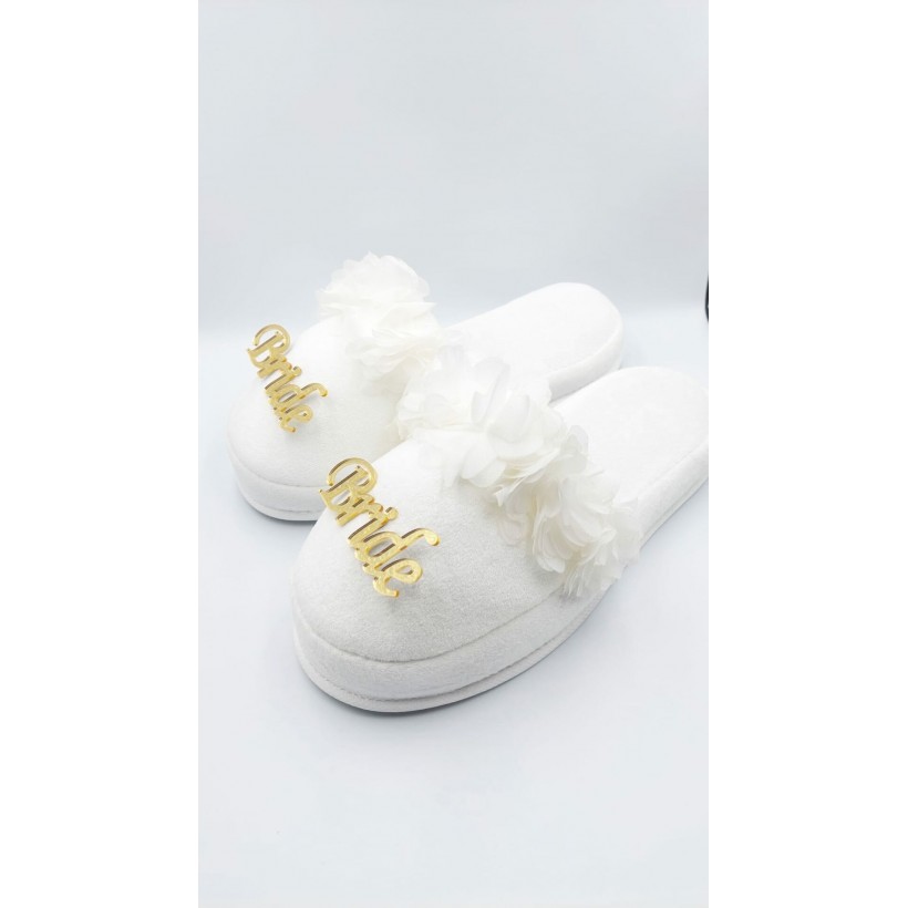 Bride Terlik Çiçekli (Gold Pleksili)