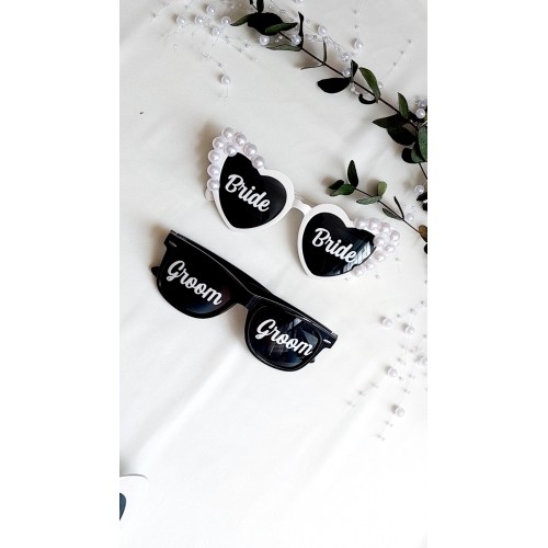 BONCUKLU BRİDE  GÖZLÜK VE GROOM İKİLİ SET