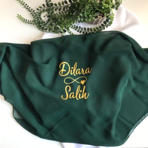 Baskılı Gelin - Damat Şalı