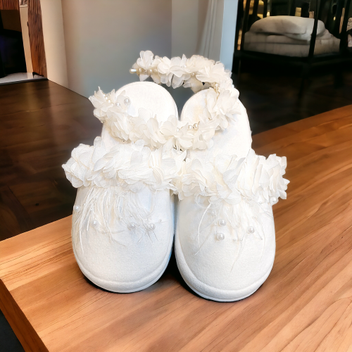 Şifon Çiçekli Lohusa Taç & Terlik Seti – En Çok Tercih Edilen Lohusa Seti